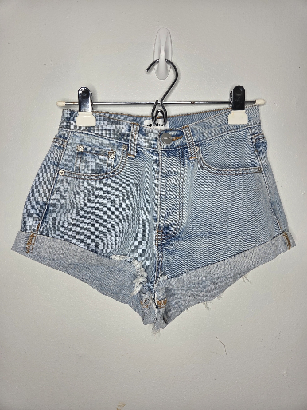 superdown Light Wash Denim High-Rise Cuffed Shorts